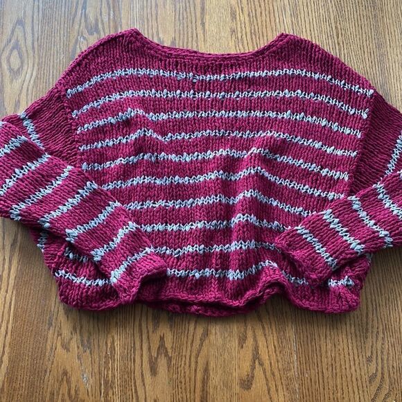 FREE PEOPLE Over Easy Striped Open Chunky Knit Sweater C31 - Picture 3 of 7